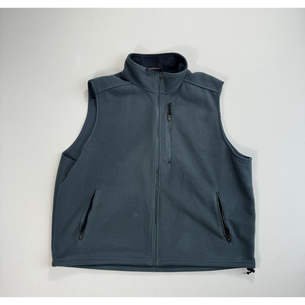 LL Bean Mens 2XL Full Zip Fleece Vest Blue Outdoors Hiking Guide Camp Casual